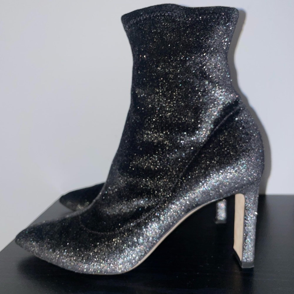 Jimmy Choo Luella Black Metallic Sock Bootie